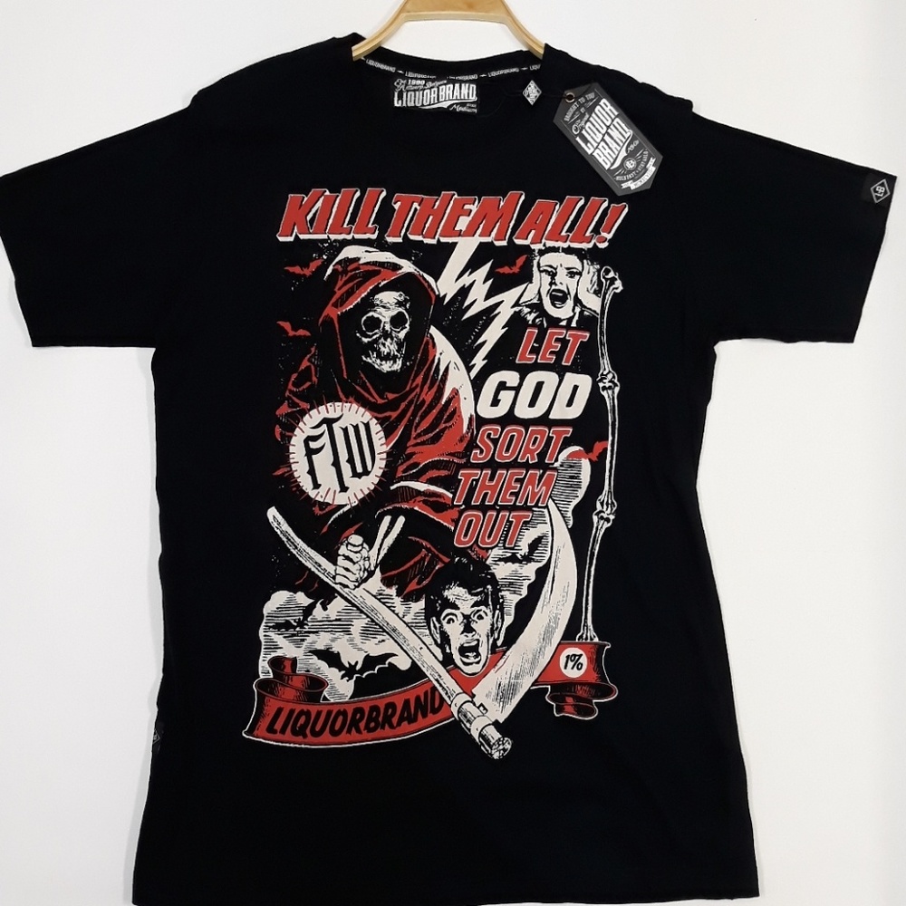 Liquor Brand Kill them graphic black tshirt